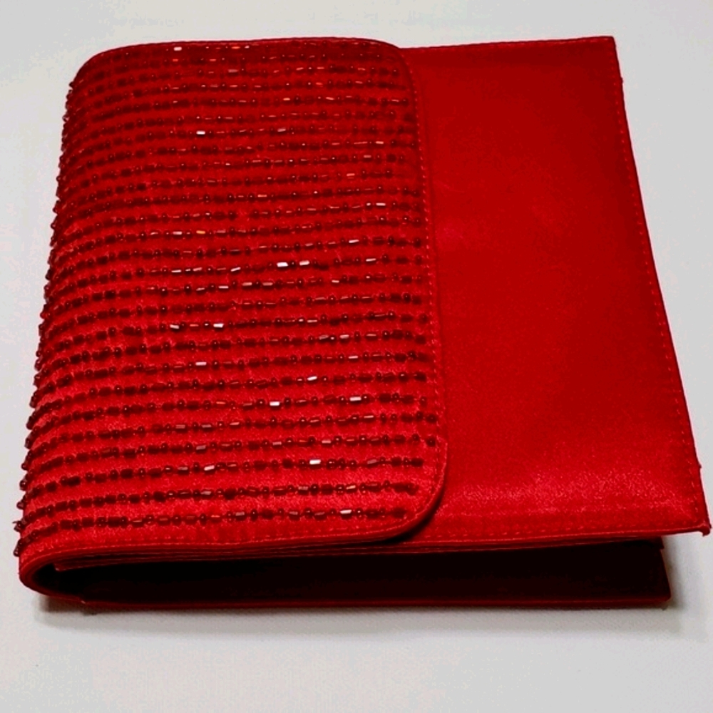 Red Beaded Clutch Purse By J. Renee' - Picture 3 of 8